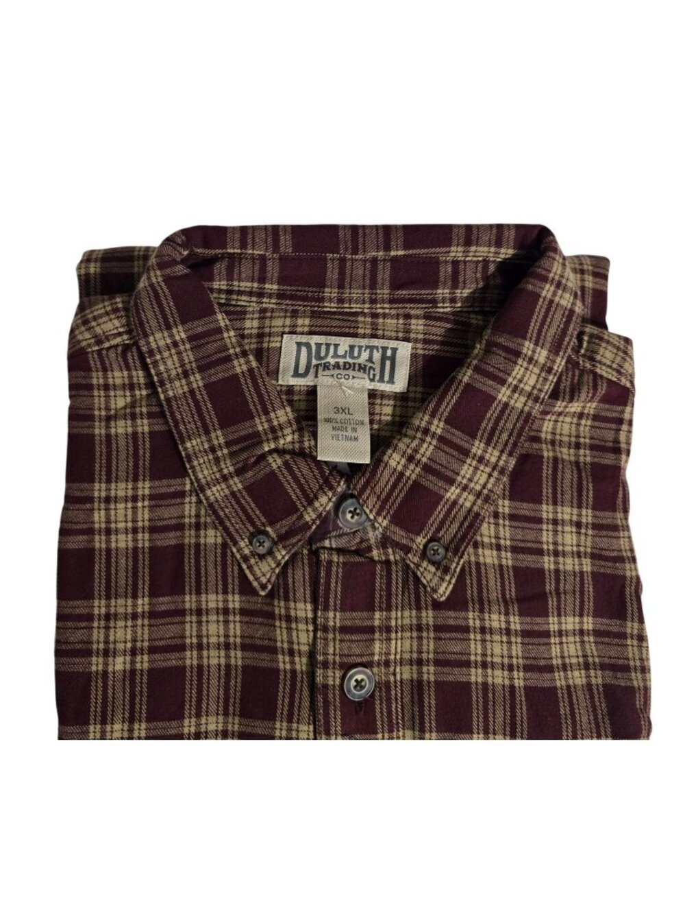 Duluth Trading Co Flannel Shirt Mens 3XL Plaid Button Up Long Sleeve Red Tan
